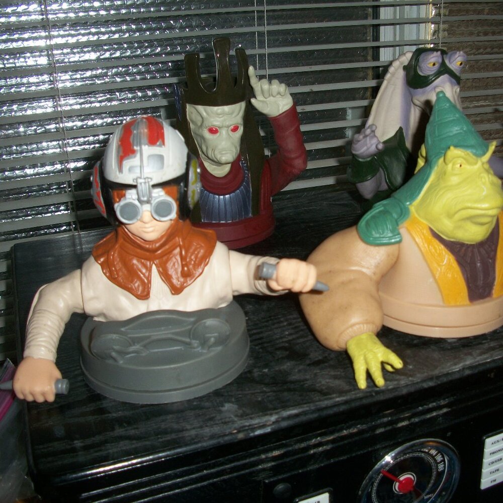4 7-11? Star Wars Phantom Menace Figural Action Cup Lids-No Cups